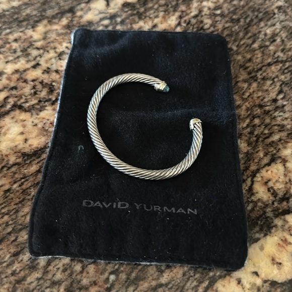 David Yurman Silver Bracelet with Blue and Gold Details - Picture 6 of 7